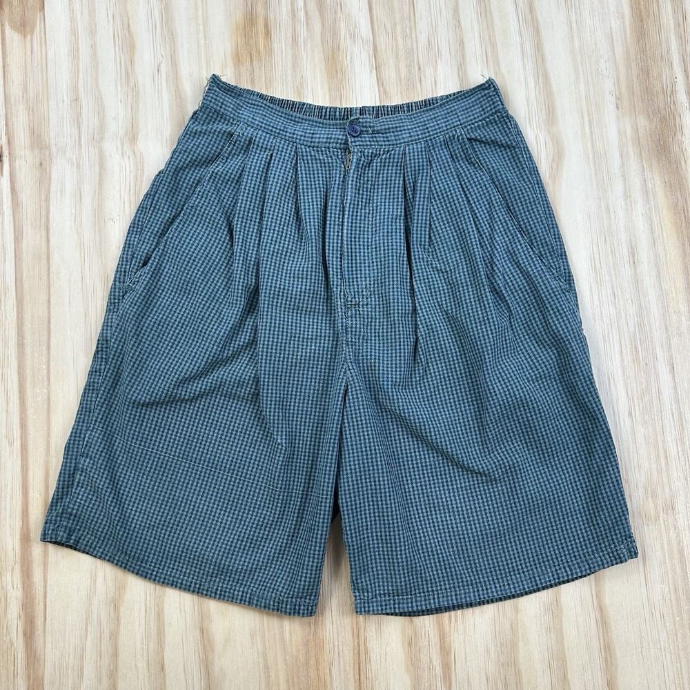True Vintage 70s Men's Plaid Shorts Medium Talon Zipper Pleated 7.5 Inseam